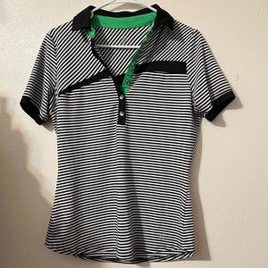 GGblue Women's kesha golf polo, black and white stripes size S